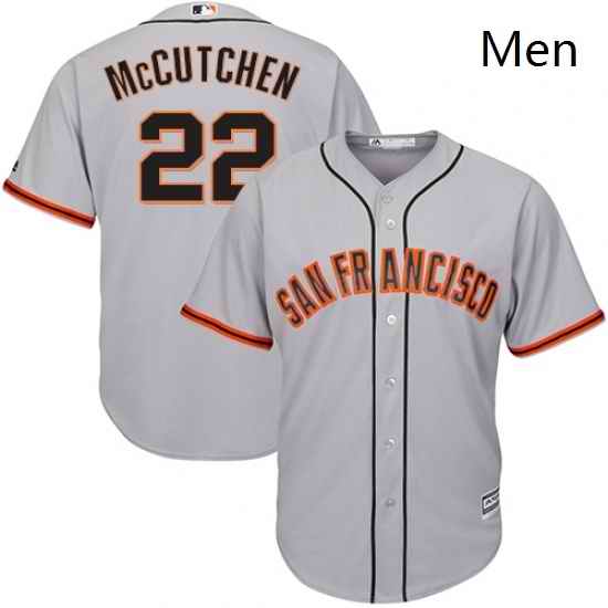 Mens Majestic San Francisco Giants 22 Andrew McCutchen Replica Grey Road Cool Base MLB Jersey